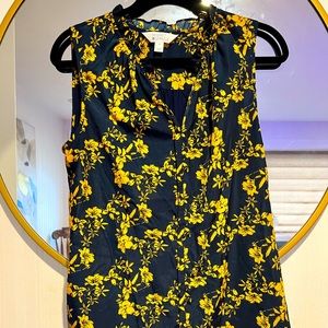 Navy and yellow floral blouse